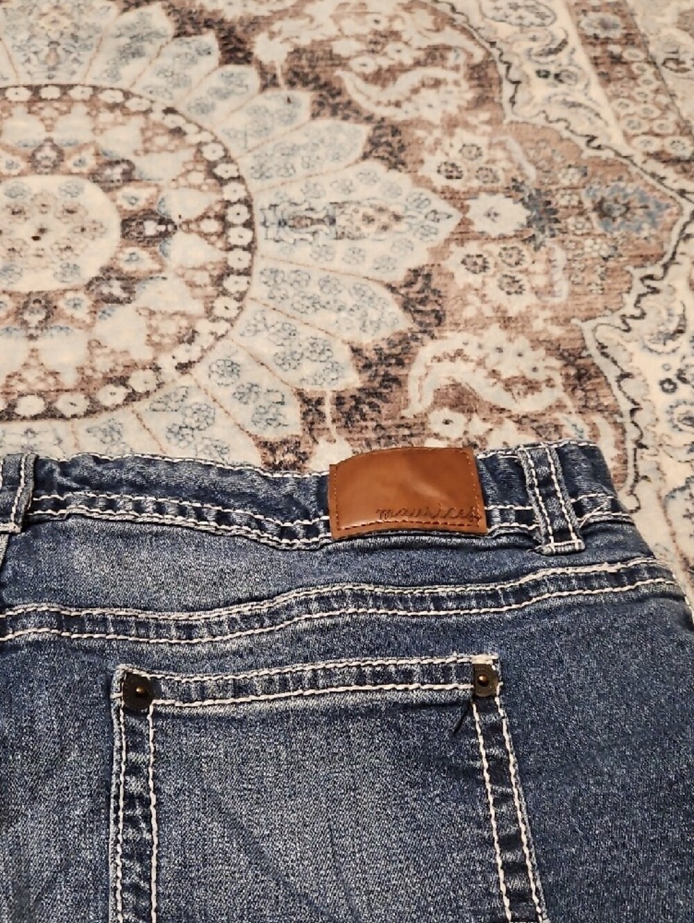 Maurices Blue Denim Jean Shorts with Cream Lace Trim - Picture 5 of 6